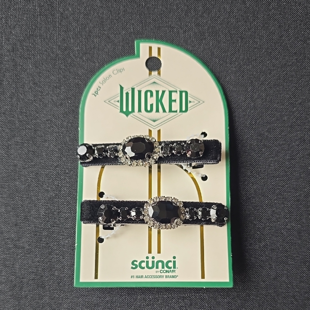 Scunci - Wicked Black Velvet Barrette  Hair Clips with Sparkling Accents